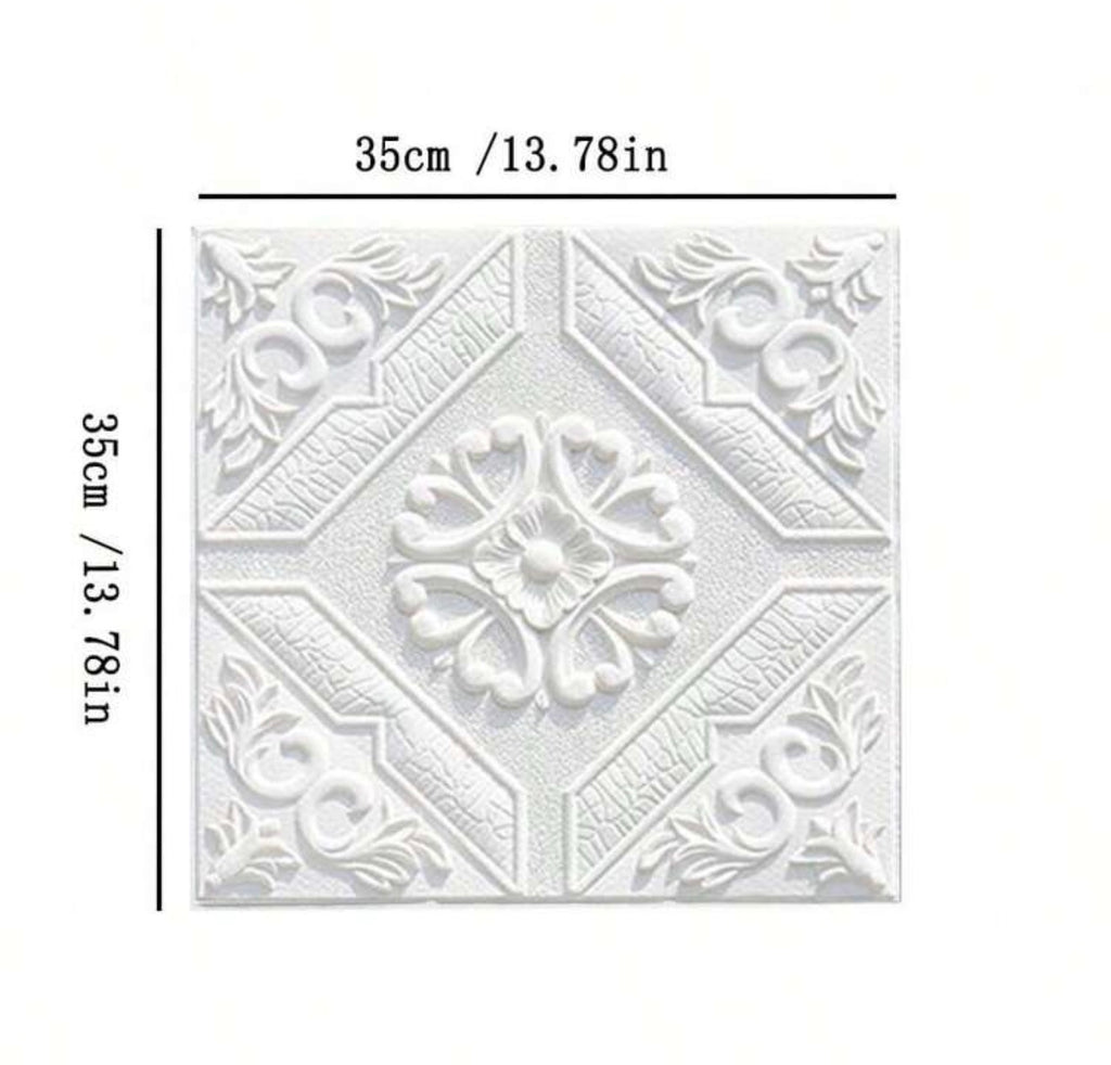 20/50 pcs 3D Floral Ceiling Tiles Self-Adhesive Wall Stickers 13.78x13.78 Inches