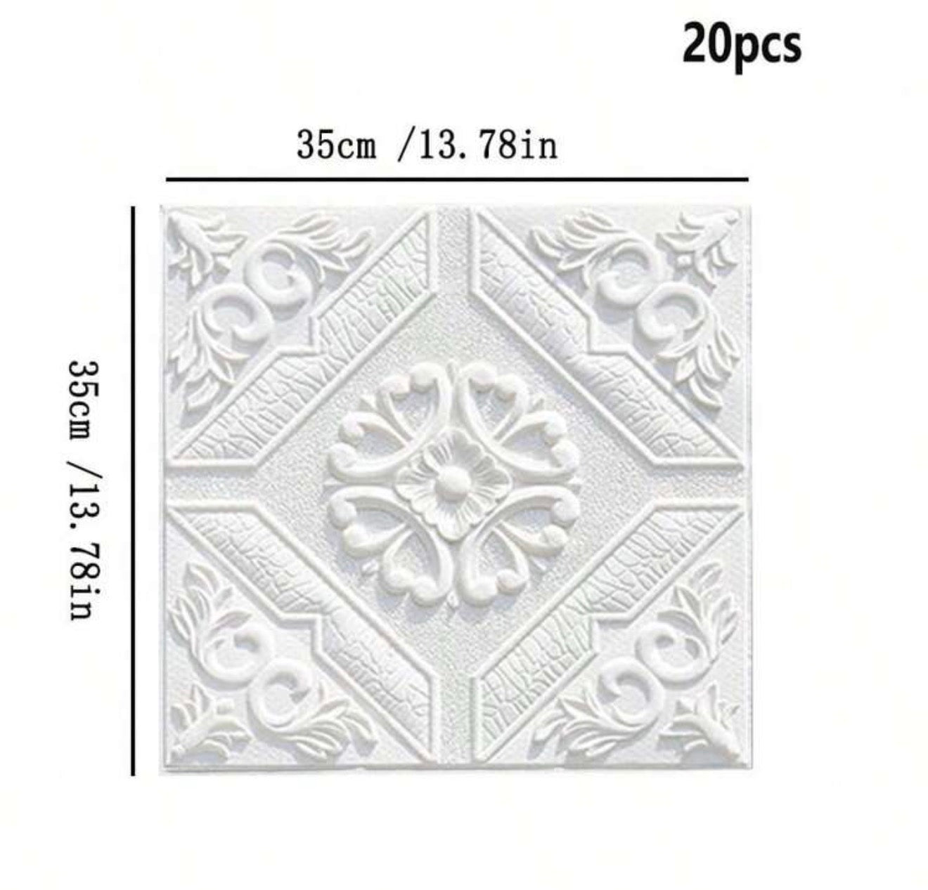 20/50 pcs 3D Floral Ceiling Tiles Self-Adhesive Wall Stickers 13.78x13.78 Inches